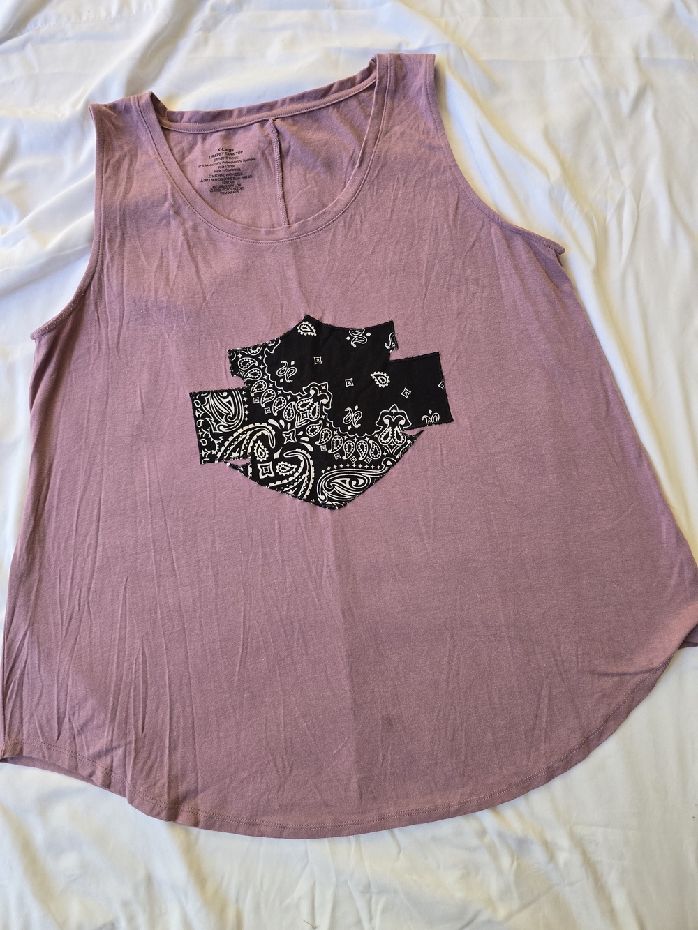 Sleeveless Mauve Bandana Patch Tank Top - Women